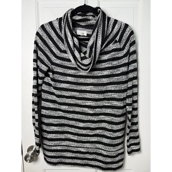 Lou & Grey Cowl Neck Sweater Women's Size Maternity Small Black Striped - Picture 1 of 12